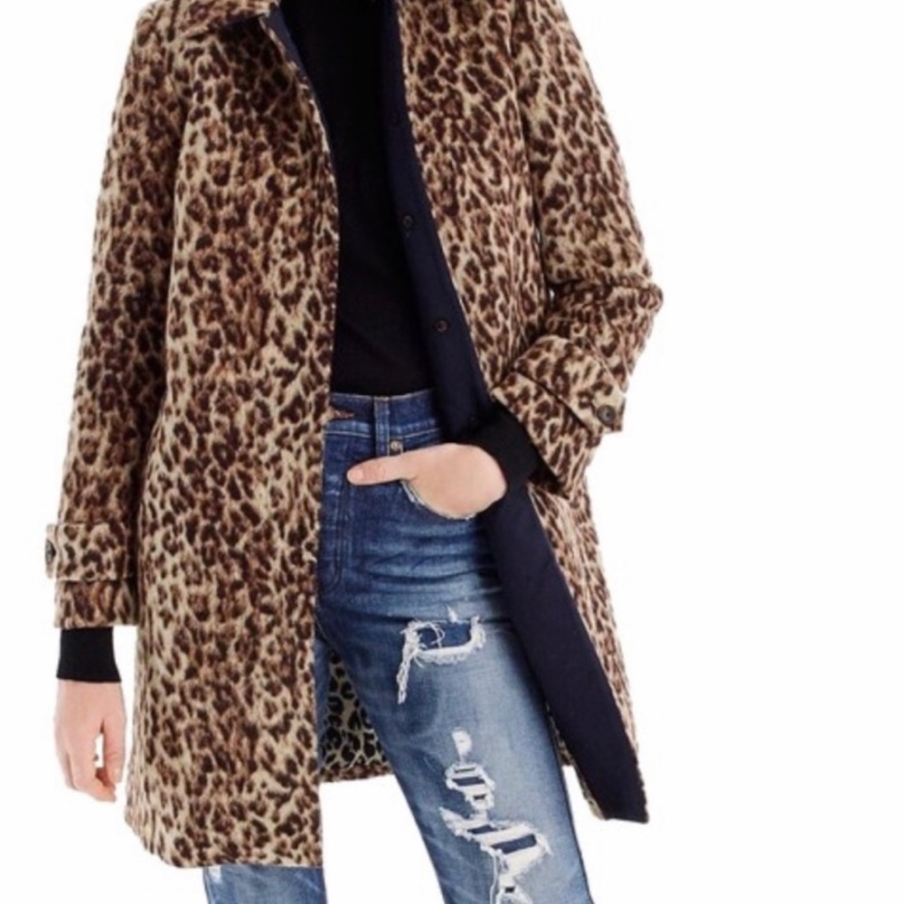 J.crew double leopard overcoat XS